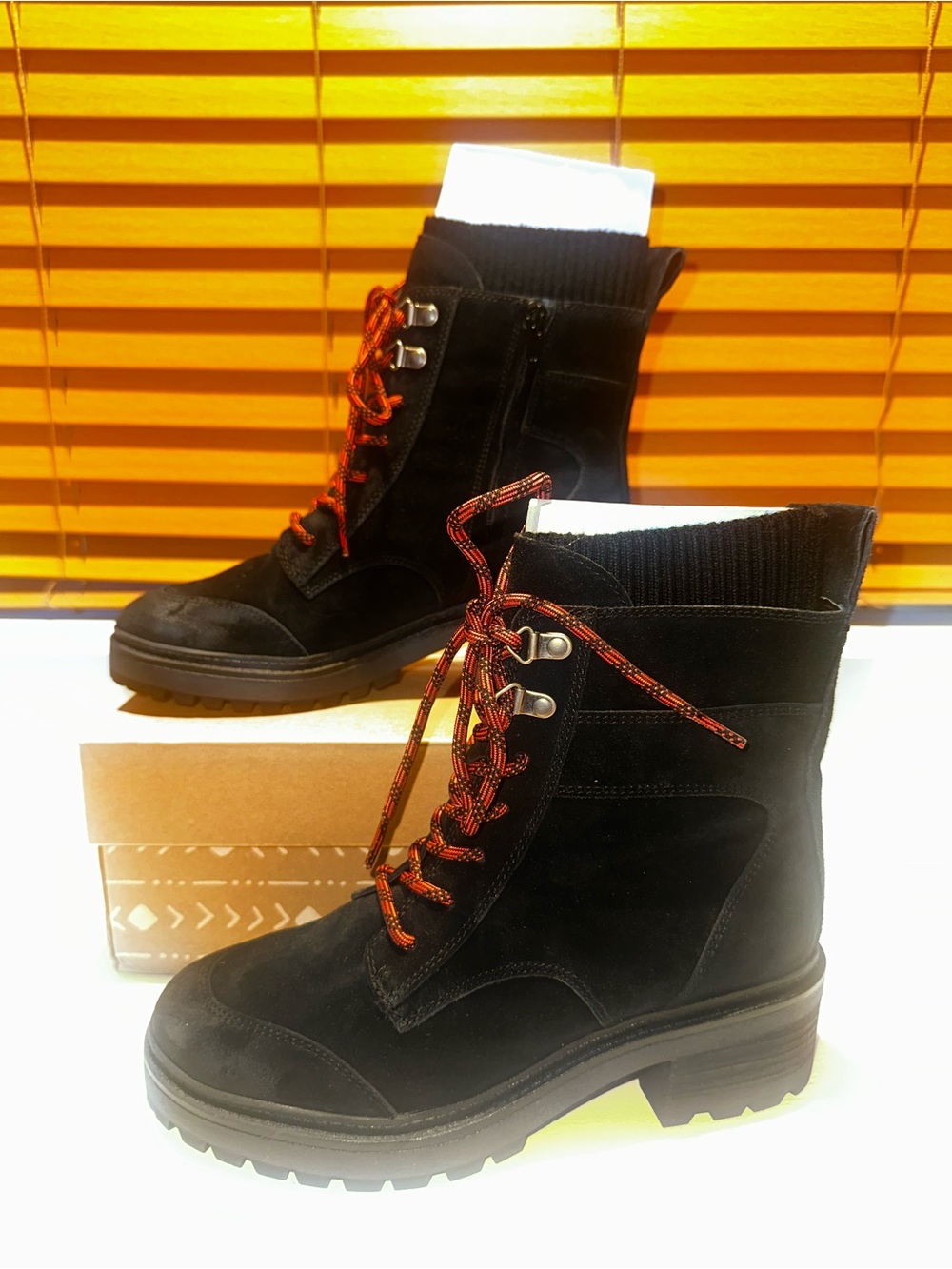 Zodiac Black Lace-Up Ankle Boots with Red Laces